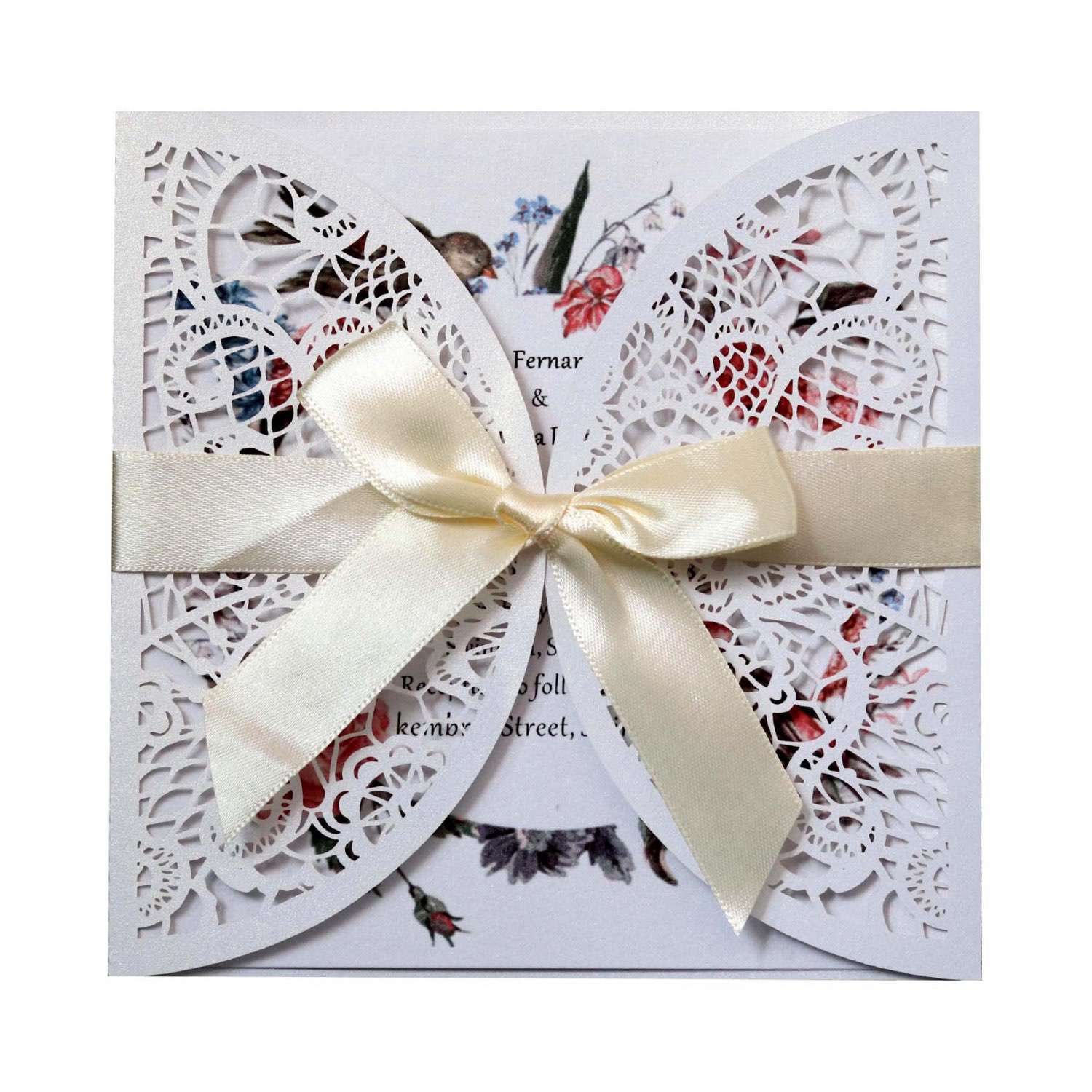 Elegant Invitation Card Square Wedding Card Holiday Greeting Card Laser Cut 